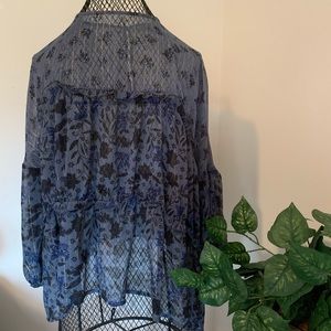 blouse with gold stitching. Size large.